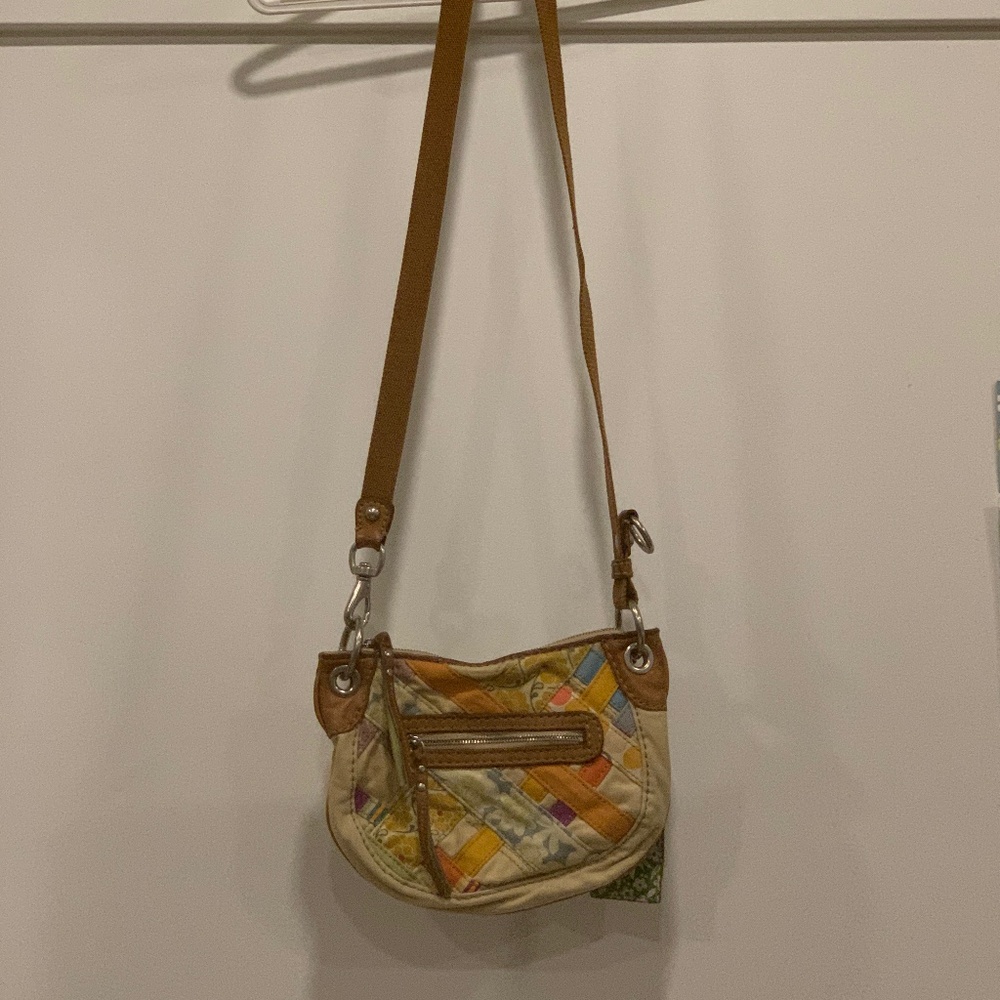 Fossil women vintage mini canvas crossbody bag